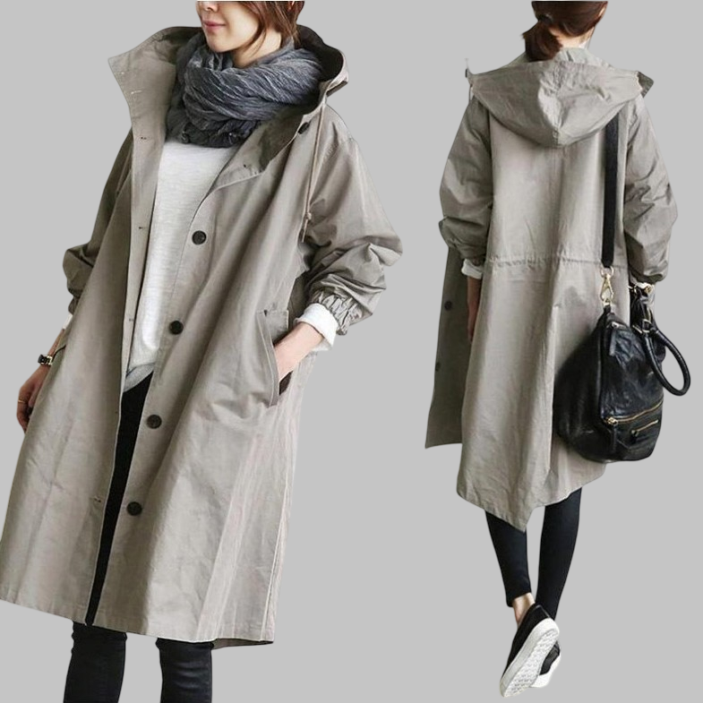 Ilgas paltas su gobtuvu moterims — EV1204