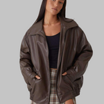 Oversized odinė striukė stiliui moterims — EV1209