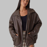 Oversized odinė striukė stiliui moterims — EV1209