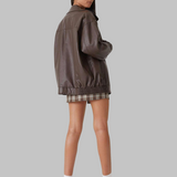 Oversized odinė striukė stiliui moterims — EV1209