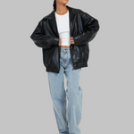 Oversized odinė striukė stiliui moterims — EV1209
