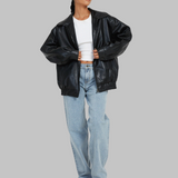 Oversized odinė striukė stiliui moterims — EV1209