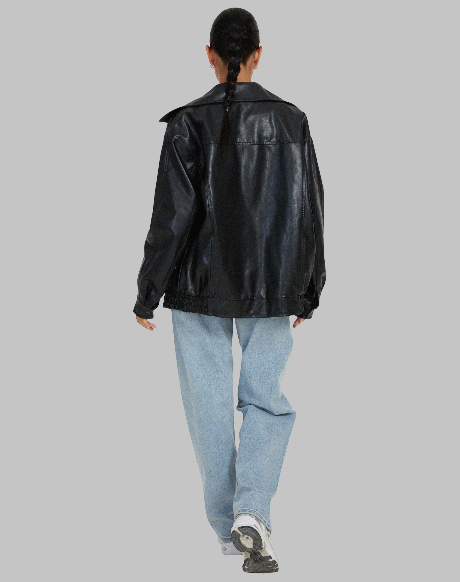 Oversized odinė striukė stiliui moterims — EV1209