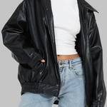 Oversized odinė striukė stiliui moterims — EV1209