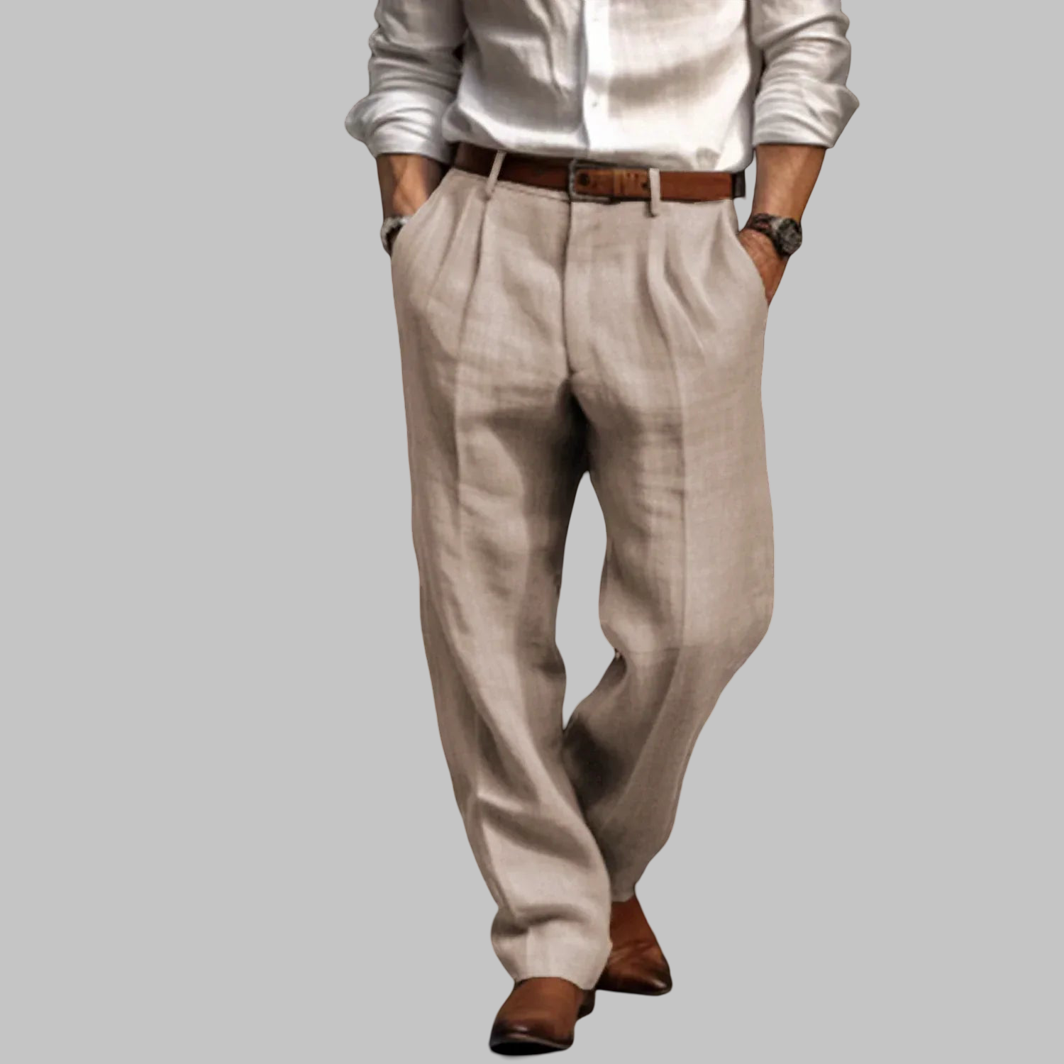 Lininės kelnės gaivumui vasarą vyrams — EV1229