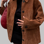 Zomšinė oversized striukė moterims — EV1313