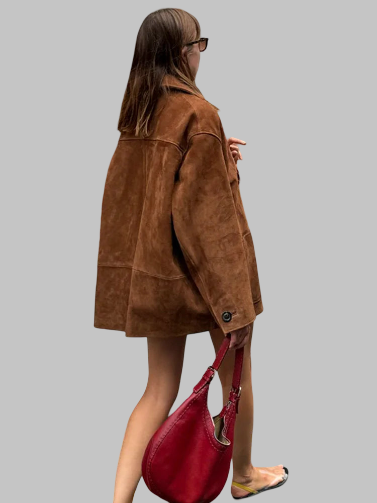 Zomšinė oversized striukė moterims — EV1313