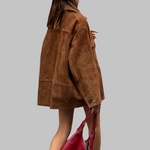 Zomšinė oversized striukė moterims — EV1313