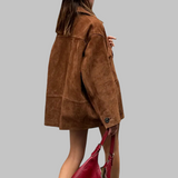 Zomšinė oversized striukė moterims — EV1313
