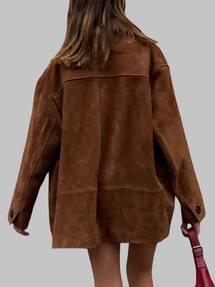 Zomšinė oversized striukė moterims — EV1313