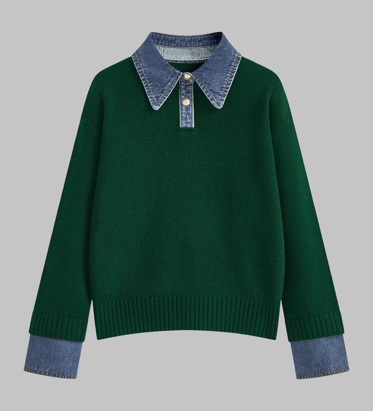 Laisvas dviejų dalių įvaizdžio megztinis su atlapais – produkto nuotrauka 12