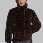 Ambra – Dirbtinio kailio striukė stačia apykakle – Rudas leopardo raštas – nuotrauka 1