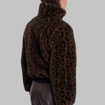 Ambra – Dirbtinio kailio striukė stačia apykakle – Rudas leopardo raštas – nuotrauka 3