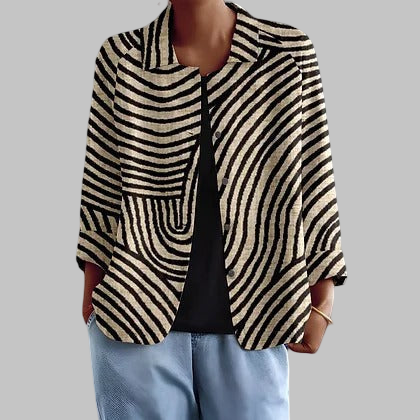 Jozefien – Dryžuota palaidinė – Juoda ir ruda – nuotrauka 1