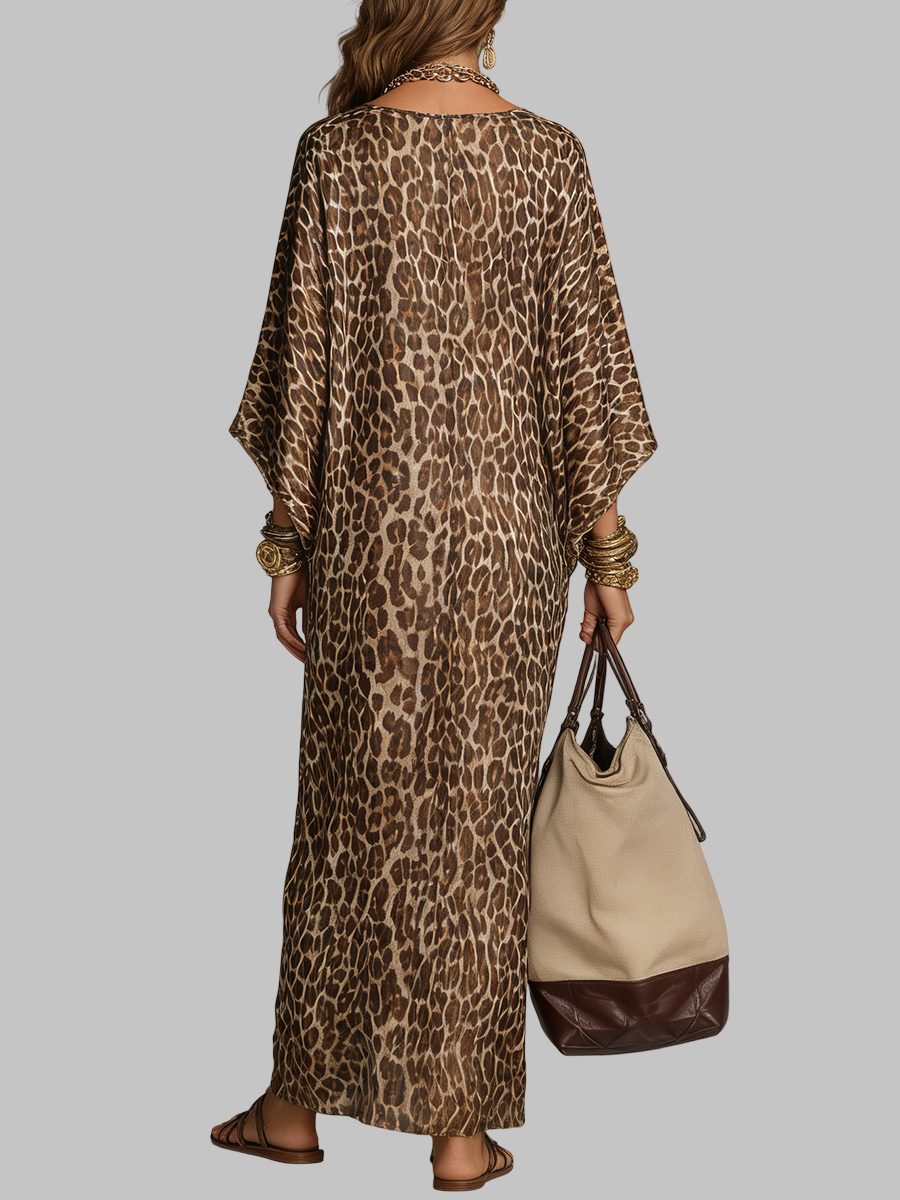 Leopardo rašto maxi suknelė – nuotrauka 4