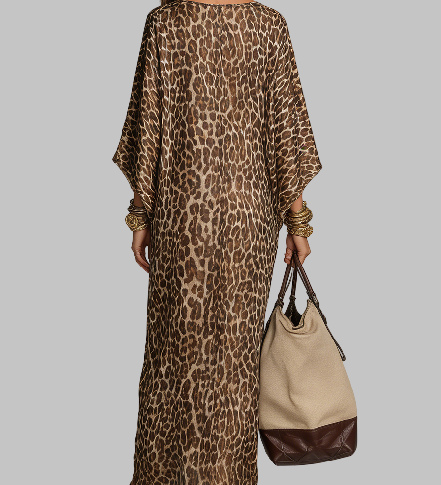 Leopardo rašto maxi suknelė – nuotrauka 4