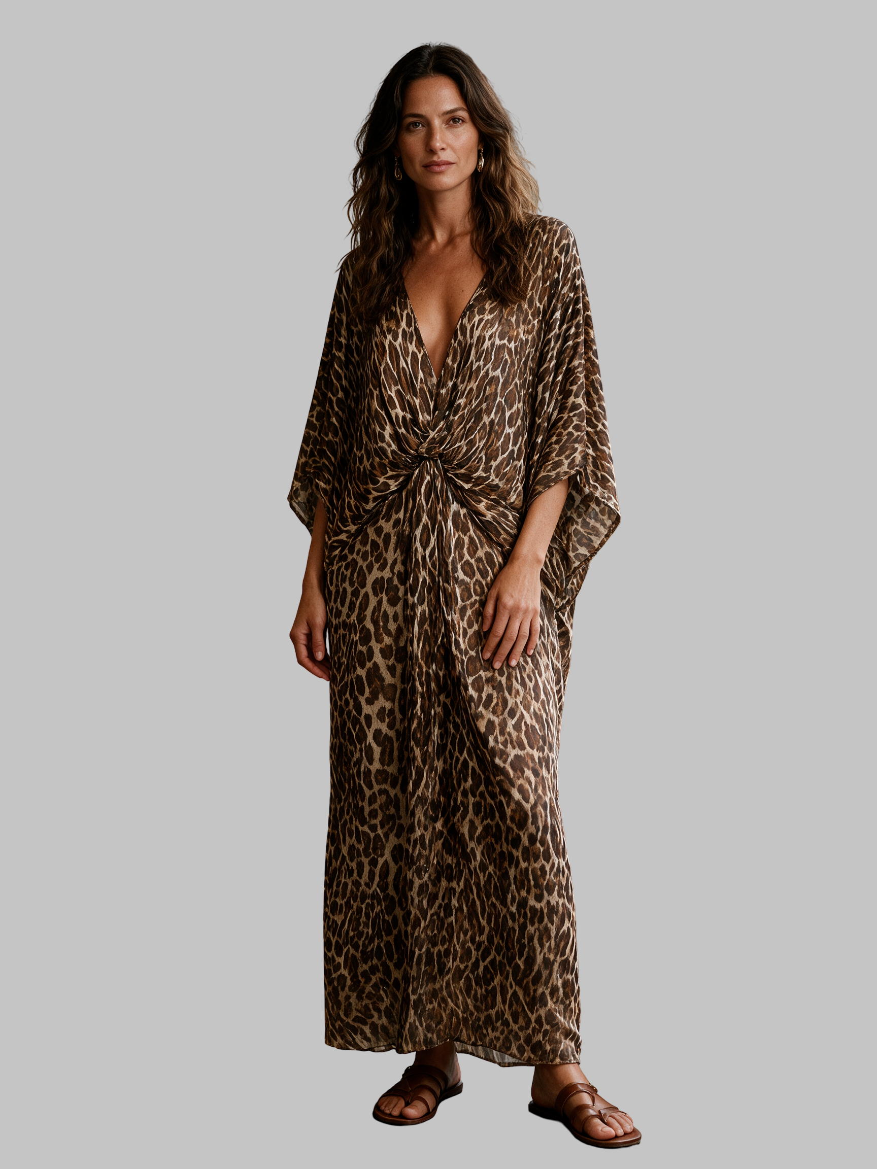 Leopardo rašto maxi suknelė – nuotrauka 5