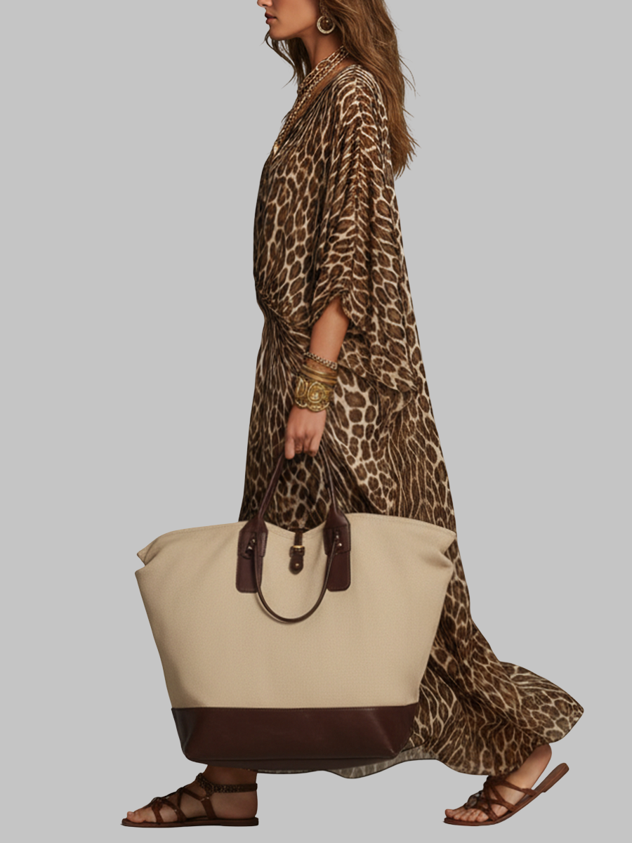 Leopardo rašto maxi suknelė – nuotrauka 6