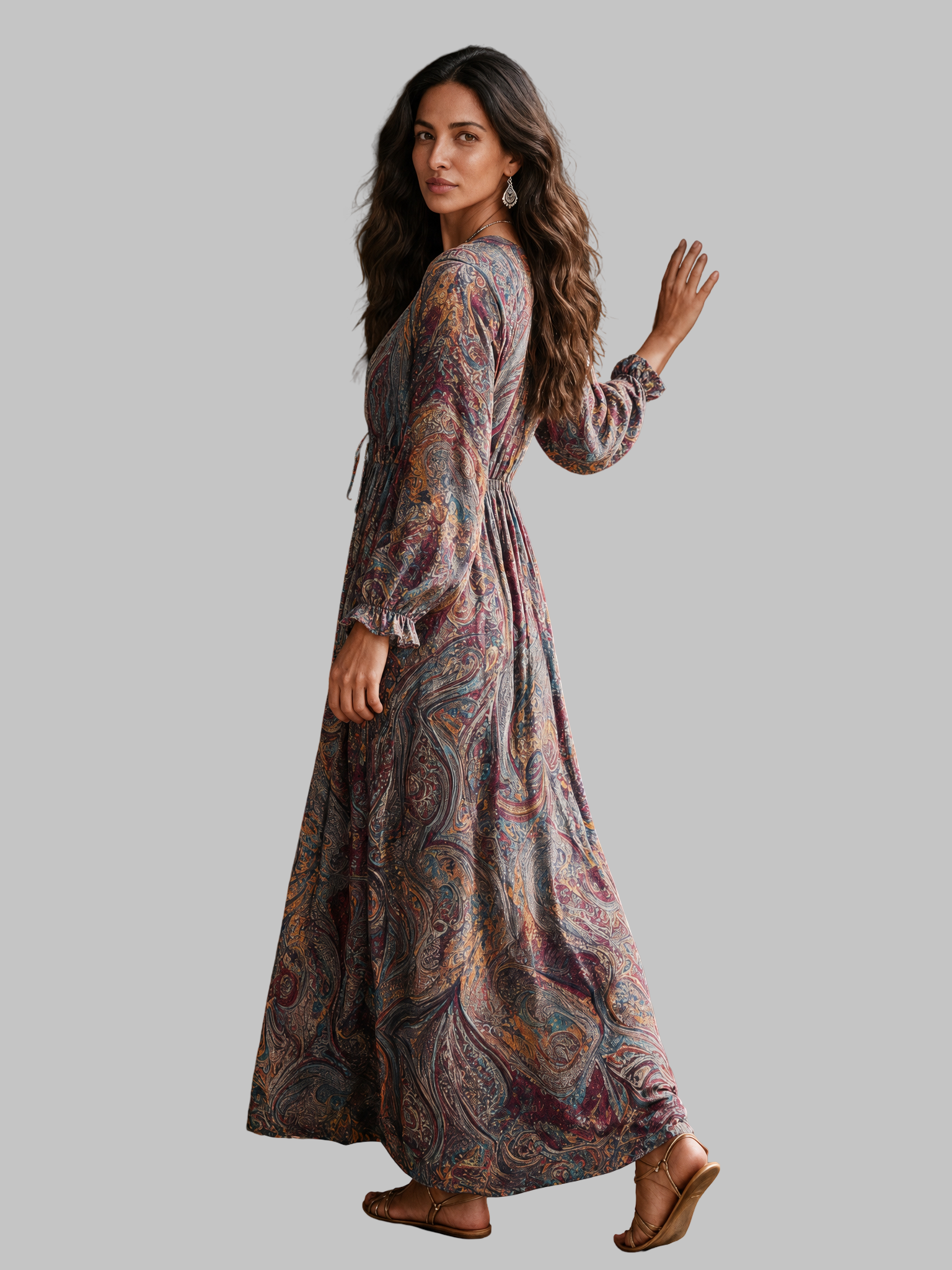 Paisley rašto maxi suknelė – nuotrauka 5