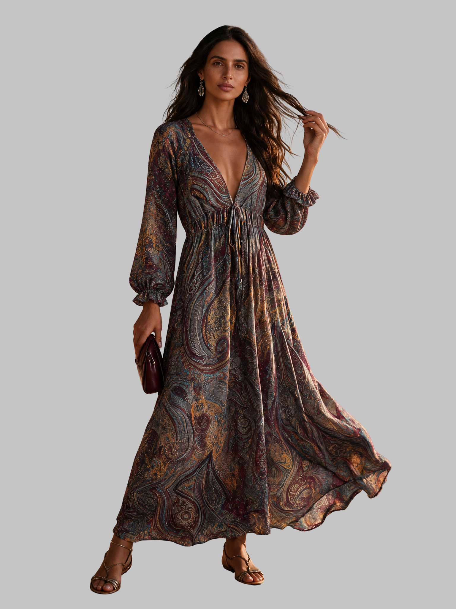 Paisley rašto maxi suknelė – nuotrauka 6
