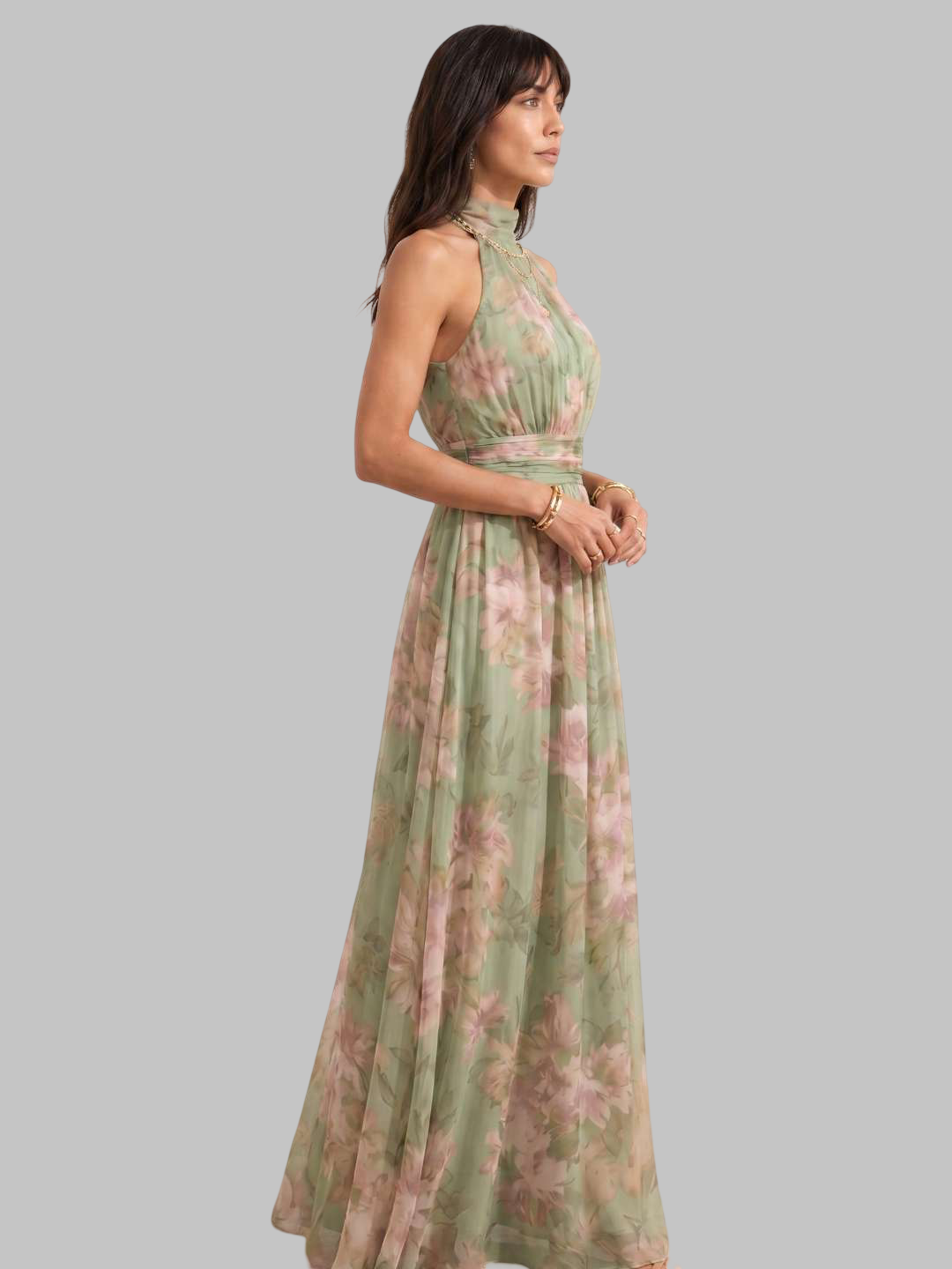 Gėlėta maxi suknelė – nuotrauka 3