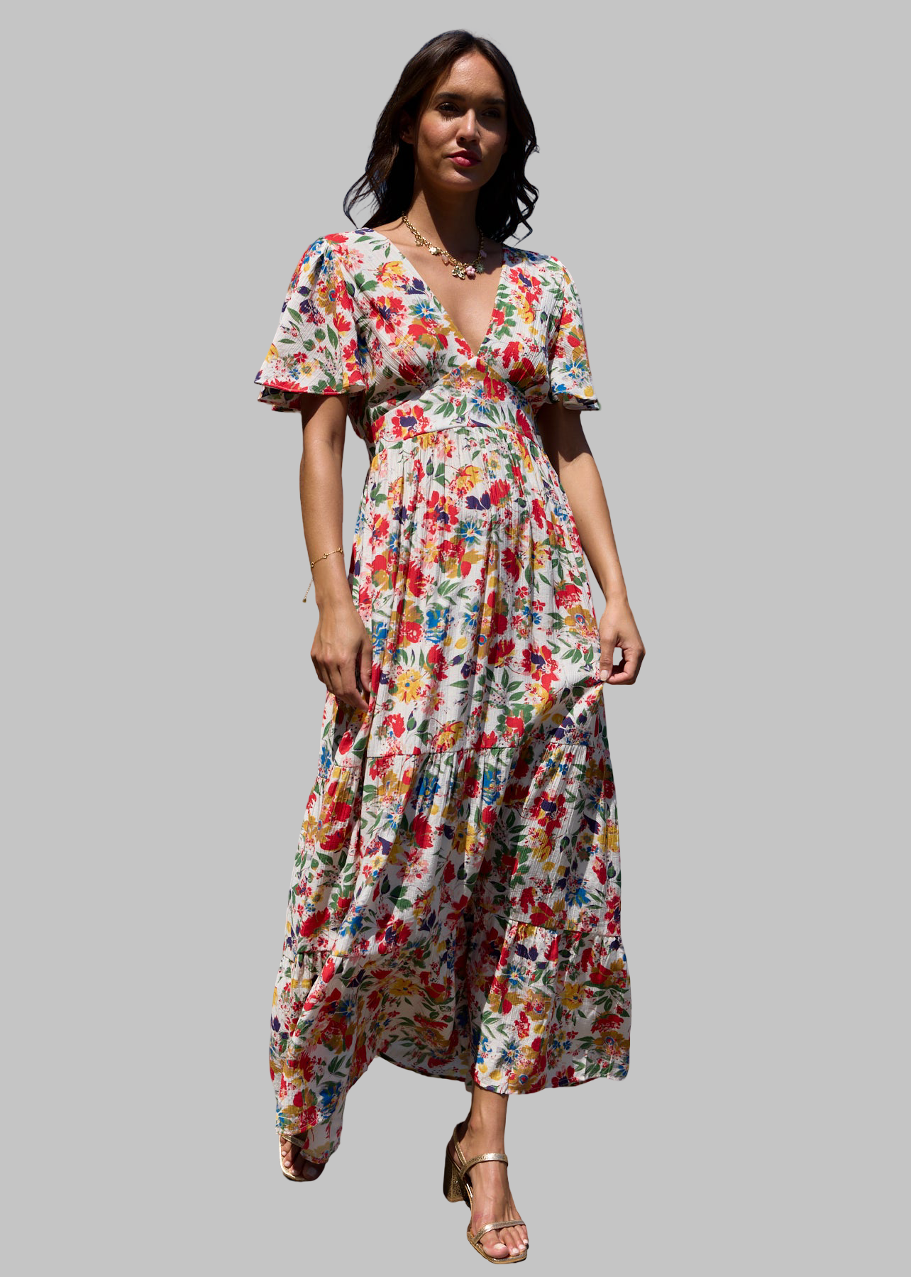 Alix | Gėlėta maxi suknelė – žalia – nuotrauka
