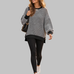 Rita | Dryžuotas vaflinio mezgimo džemperis – nuotrauka Nr. 4